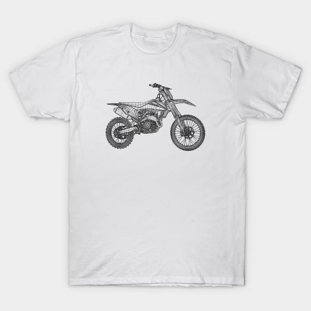 450 SX-F Motorcycles Blueprint Sketch Art T-Shirt by DemangDesign